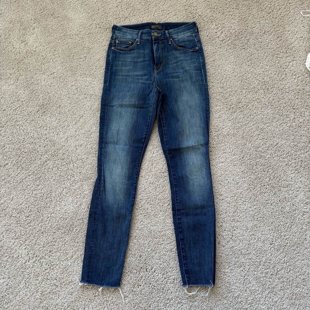 Mother Jeans - High Waisted Looker Ankle Fray - blue denim size 25 worn once
